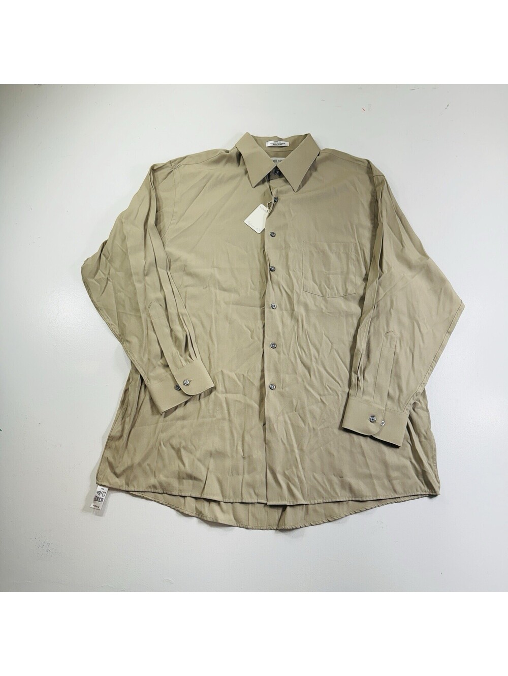 Van Heusen Super Silk Button Down Shirt Long Sleeve Beige Mens Size XL Brand New